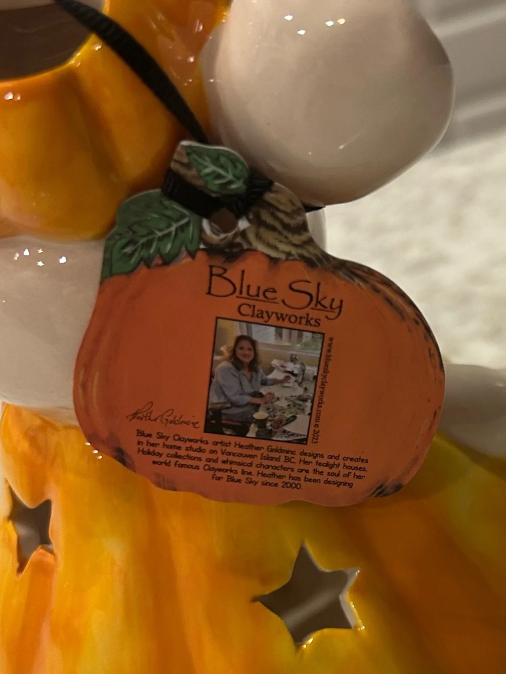 “New” Blue Sky Clayworks Ceramic Mouse Jack-o'-Lantern Pumpkin Tea-light holder